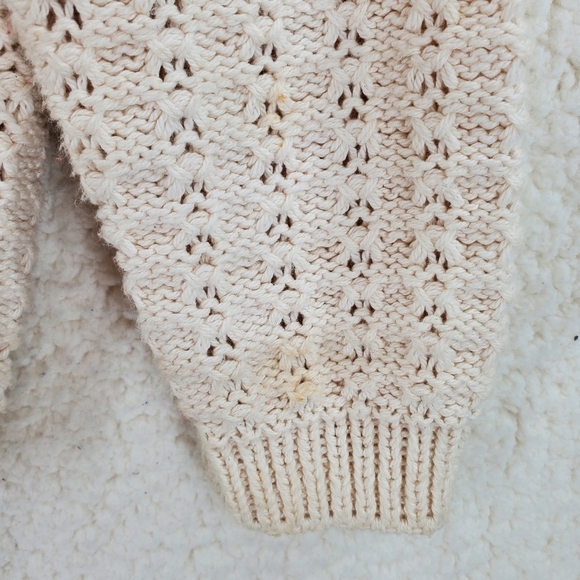 Vtg Alps Cardigan Sweater L Ivory Cotton Grandmacore Button-Up Needlepoint 80s - Picture 13 of 15
